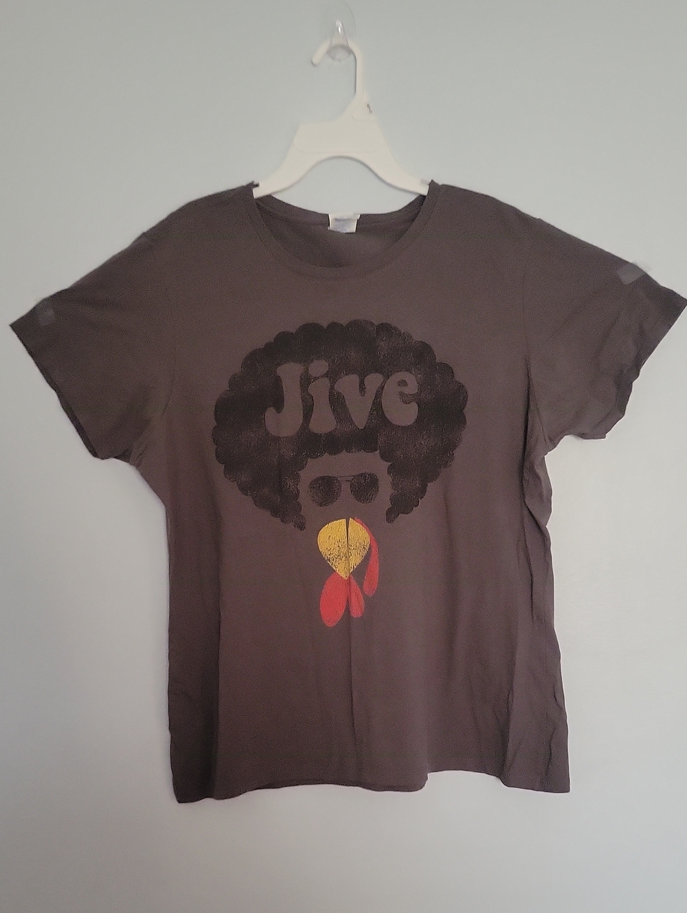 Port and Company Brown 'Jive' Graphic Short-Sleeve Tee with Yellow & Red Accents